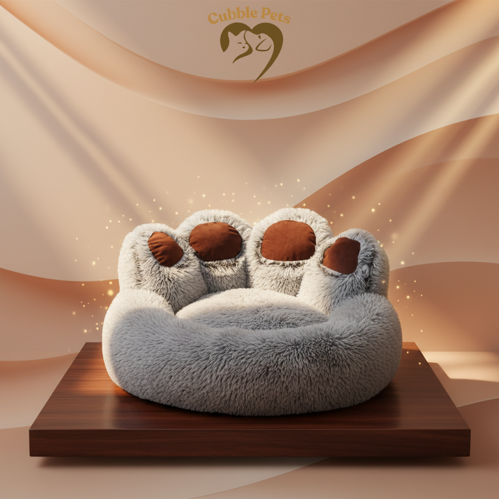 Premium grey paw bed showcase